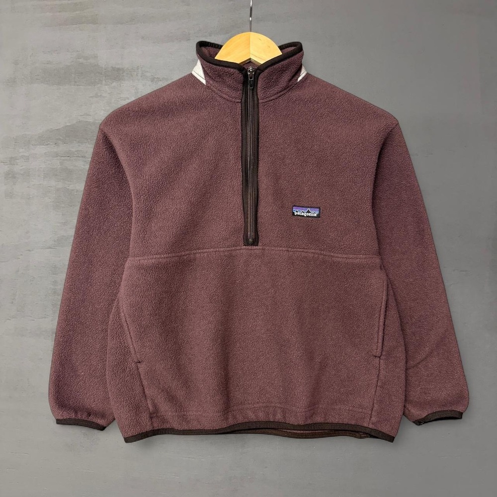 Vintage Patagonia Synchilla Fleece Pullover Half Zip Plum Purple Kids Medium - Picture 1 of 6